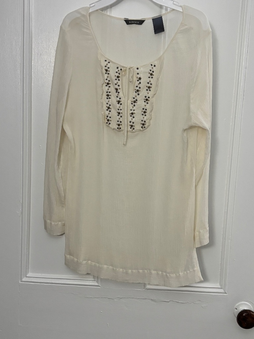 Liz Claiborne cream-colored, long-sleeved blouse